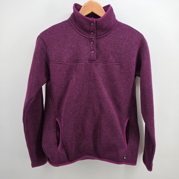 Eddie Bauer Sweaters - Eddie Bauer Womens Purple Snap Neck Pullover Fleece Sweater Jacket Small